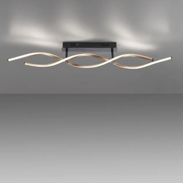 LED Deckenleuchte schwarz gold dimmbar geschwungen Memoryfunktion