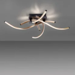 LED Deckenleuchte schwarz gold stufenlos dimmbar Memoryfunktion geschwungen