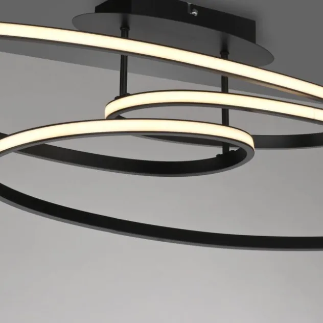 LED Deckenleuchte schwarz Leuchtringe Esszimmer Wohnraumleuchte