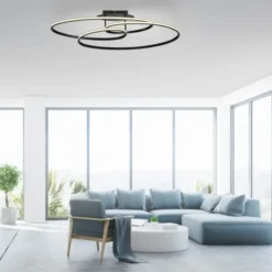 LED Deckenleuchte schwarz Leuchtringe Esszimmer Wohnraumleuchte
