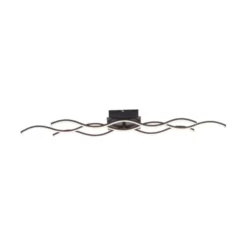 LED-Deckenleuchte, schwarz, 3 Leuchtarme, Wellenform, warmweiße Lichtfarbe