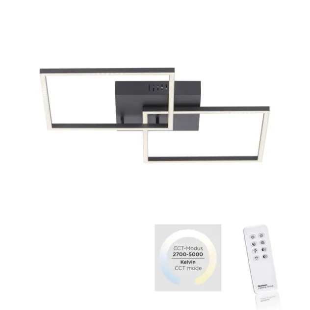 LED Deckenleuchte, schwarz, Lichtfarbensteuerung, Fernbedienung, dimmbar