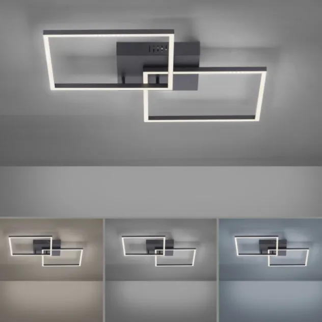 LED Deckenleuchte, schwarz, Lichtfarbensteuerung, Fernbedienung, dimmbar