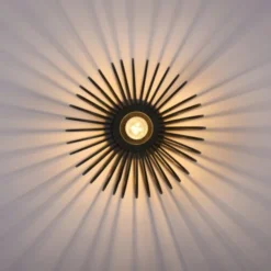 LED Deckenleuchte schwarz mit Bambusstäben modern Innenraumlampe