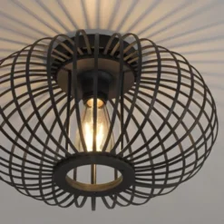 LED Deckenleuchte schwarz mit Bambusstäben modern Innenraumlampe