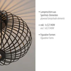 LED Deckenleuchte schwarz mit Bambusstäben modern Innenraumlampe