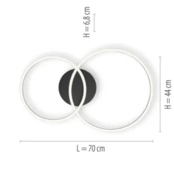 LED Deckenleuchte, schwarz, modern, zwei Leuchtringe, dimmbar, schwenkbar