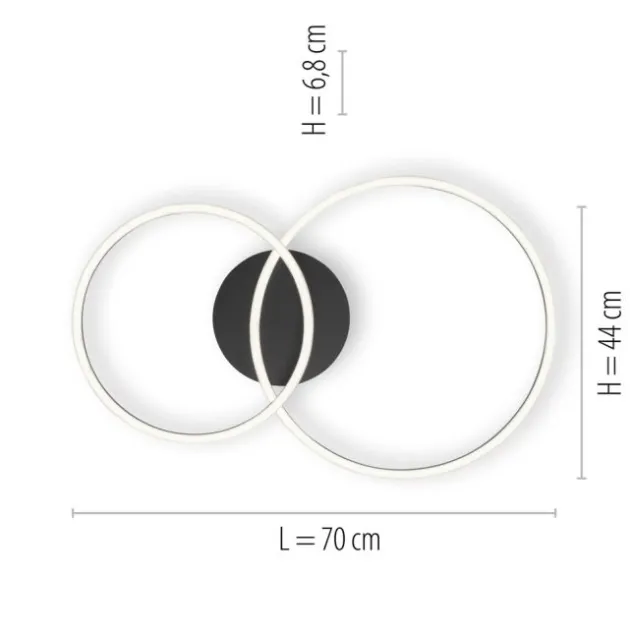LED Deckenleuchte, schwarz, modern, zwei Leuchtringe, dimmbar, schwenkbar