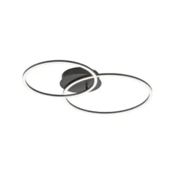 LED Deckenleuchte, schwarz, modern, zwei Leuchtringe, dimmbar, schwenkbar