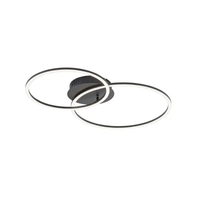 LED Deckenleuchte, schwarz, modern, zwei Leuchtringe, dimmbar, schwenkbar