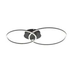 LED Deckenleuchte, schwarz, modern, zwei Leuchtringe, dimmbar, schwenkbar