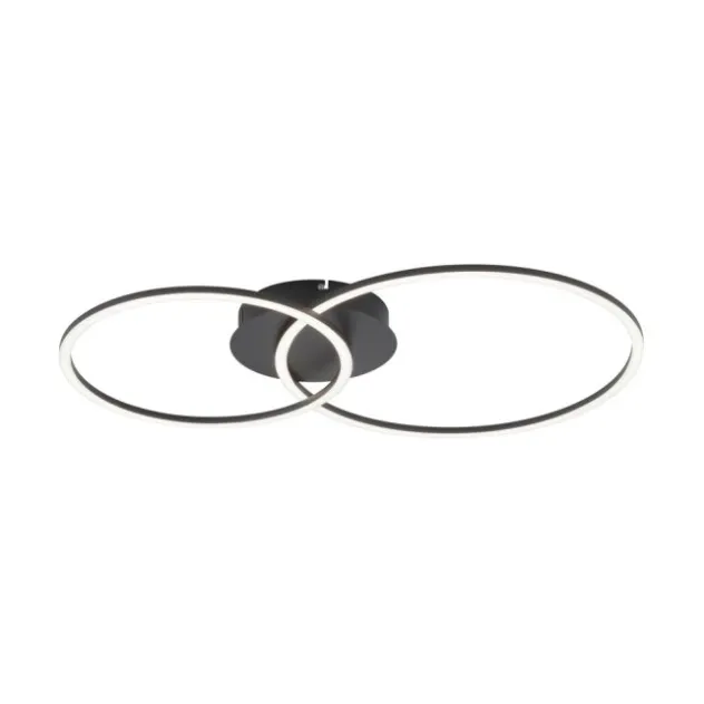 LED Deckenleuchte, schwarz, modern, zwei Leuchtringe, dimmbar, schwenkbar