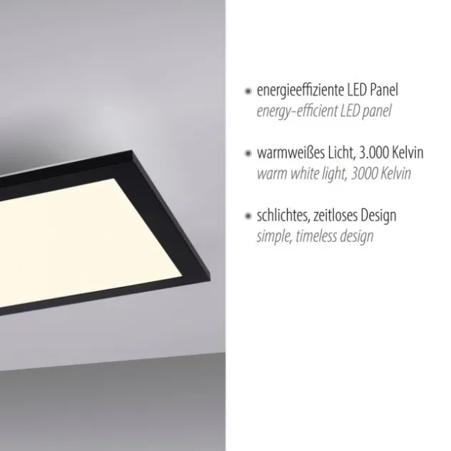 LED Deckenleuchte schwarz rechteckig 80x25cm flach warmweiß energiesparend