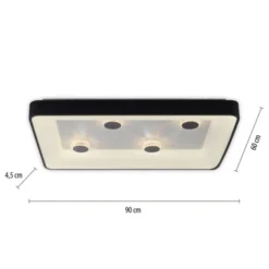 LED Deckenleuchte schwarz rechteckig Kristalleffekte dimmbar steuerbar CCT
