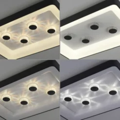 LED Deckenleuchte schwarz rechteckig Kristalleffekte dimmbar steuerbar CCT