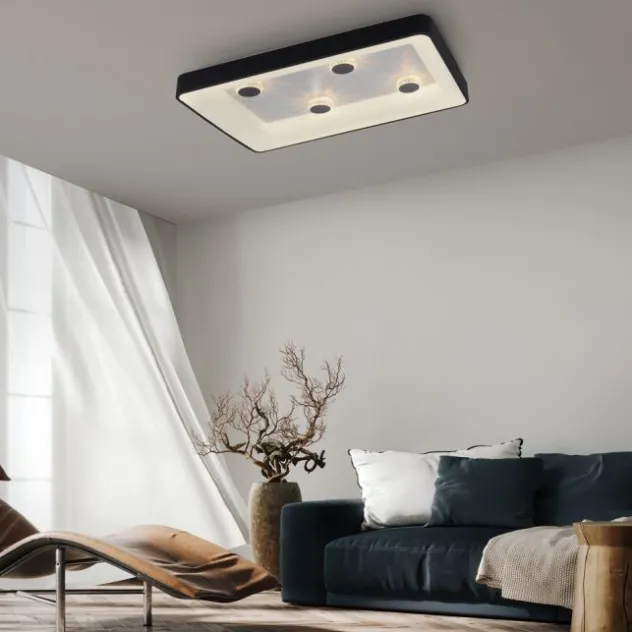 LED Deckenleuchte schwarz rechteckig Kristalleffekte dimmbar steuerbar CCT
