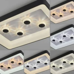 LED Deckenleuchte schwarz rechteckig Kristalleffekte dimmbar steuerbar CCT