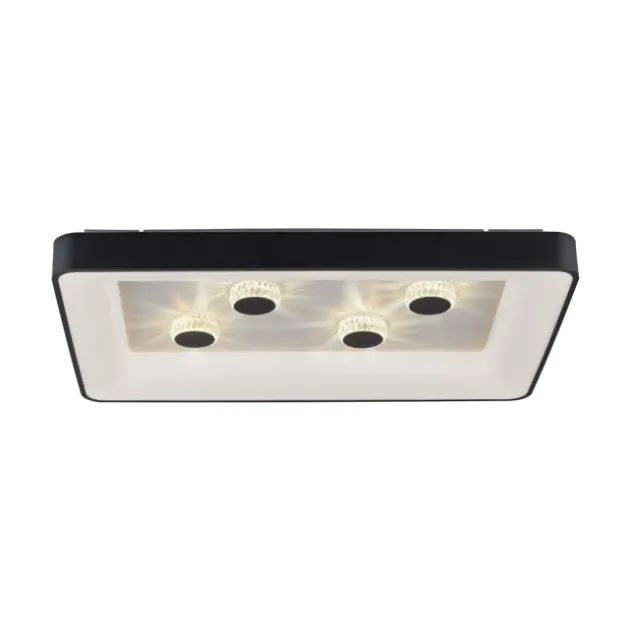 LED Deckenleuchte schwarz rechteckig Kristalleffekte dimmbar steuerbar CCT