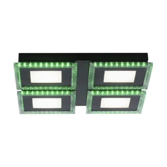 LED Deckenleuchte schwarz RGB Farbmodus CCT dimmbar 4 flammig