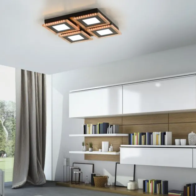LED Deckenleuchte schwarz RGB Farbmodus CCT dimmbar 4 flammig