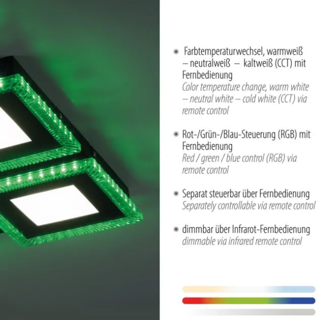 LED Deckenleuchte schwarz RGB Farbmodus CCT dimmbar 4 flammig