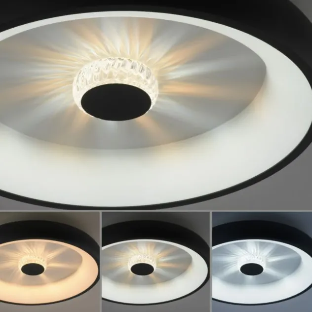 LED Deckenleuchte schwarz rund Kristalleffekte dimmbar CCT
