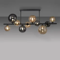 LED Deckenleuchte schwarz rund Rauchglas Amberglas warmweiß