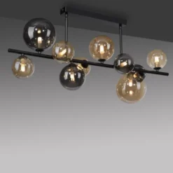LED Deckenleuchte schwarz rund Rauchglas Amberglas warmweiß