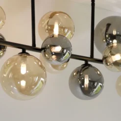 LED Deckenleuchte schwarz rund Rauchglas Amberglas warmweiß