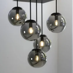 LED Deckenleuchte, schwarz, schlicht, zeitlos, 5 flammige Deckenlampe