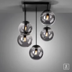 LED Deckenleuchte, schwarz, schlicht, zeitlos, 5 flammige Deckenlampe
