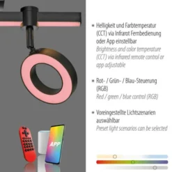 LED Deckenleuchte schwarz Smarthome dimmbar Fernbedienung App