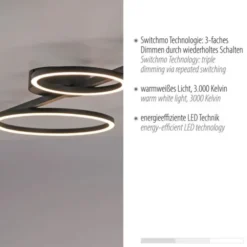 LED Deckenleuchte schwarz Switchmo Technik dimmbar Leuchtringe