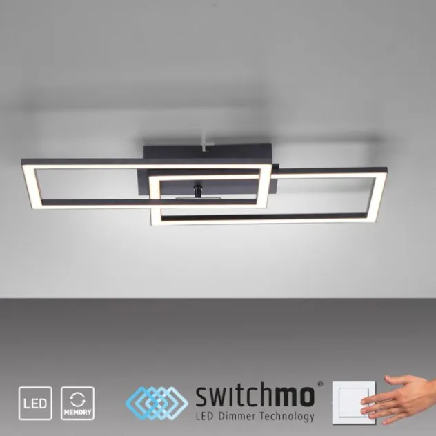 LED Deckenleuchte schwarz Switchmo Technik längliche Rahmen schwarz flach