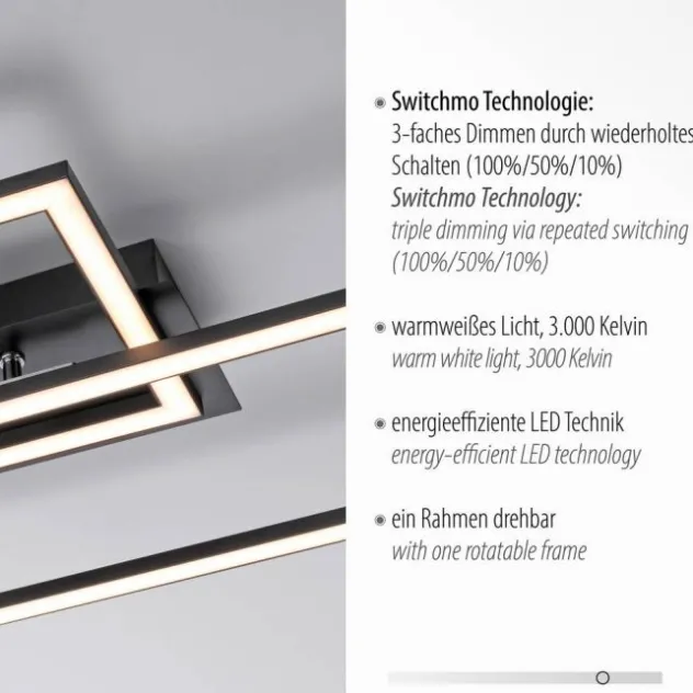 LED Deckenleuchte schwarz Switchmo Technik längliche Rahmen schwarz flach