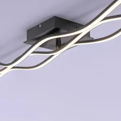 LED-Deckenleuchte, schwarz, Wellendesign, 139,5cm lang, modern