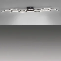 LED-Deckenleuchte, schwarz, Wellendesign, 139,5cm lang, modern