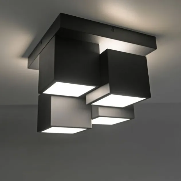 LED Deckenleuchte schwarz Würfelform mit Backlight Wohnzimmer