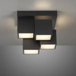 LED Deckenleuchte schwarz Würfelform mit Backlight Wohnzimmer