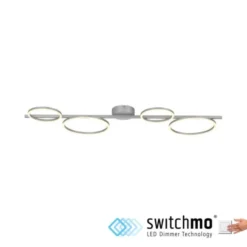 LED Deckenleuchte silber dimmbar in 3 Stufen Ringform Memoryfunktion
