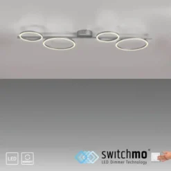 LED Deckenleuchte silber dimmbar in 3 Stufen Ringform Memoryfunktion