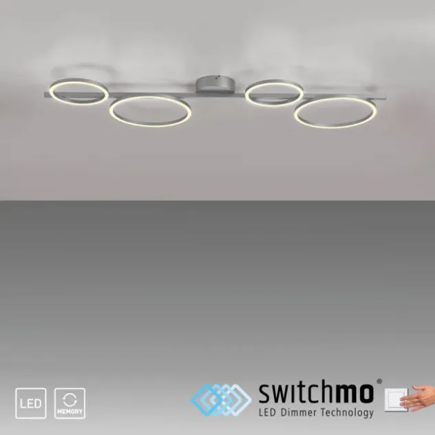 LED Deckenleuchte silber dimmbar in 3 Stufen Ringform Memoryfunktion