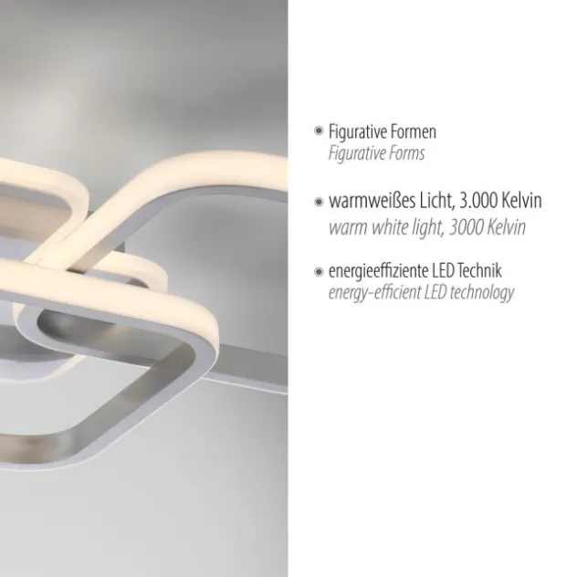 LED Deckenleuchte silber eckig schlicht warmweiß Licht