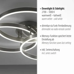 LED Deckenleuchte silberfarbig rund dimmbar CCT Memoryfunktion