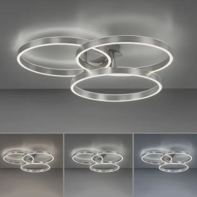 LED Deckenleuchte silberfarbig rund dimmbar CCT Memoryfunktion