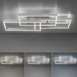 LED Deckenleuchte silberfarbig 82x50cm dimmbar CCT Memoryfunktion