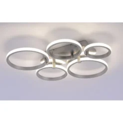 LED Deckenleuchte silber 5-flammig, modern, Ring, futuristisch