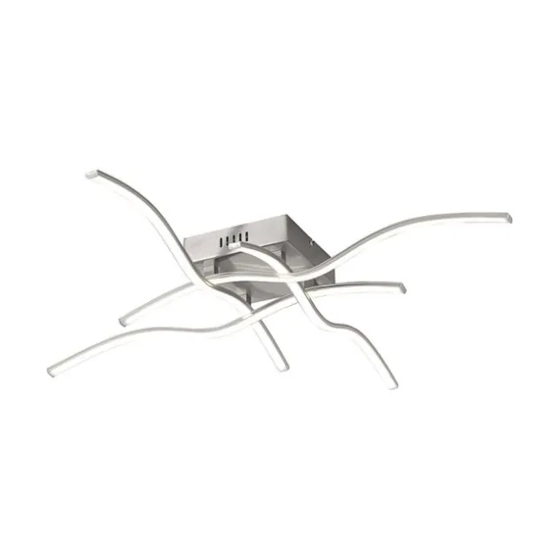 LED Deckenleuchte silber, 4 Leuchtarme, geschwungene Rautenform, warmweiß
