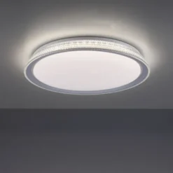 LED Deckenleuchte, silber, rund, dimmbar, warmweiß, 3000K