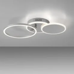 LED Deckenleuchte silber rund schlicht warmweiß Licht
